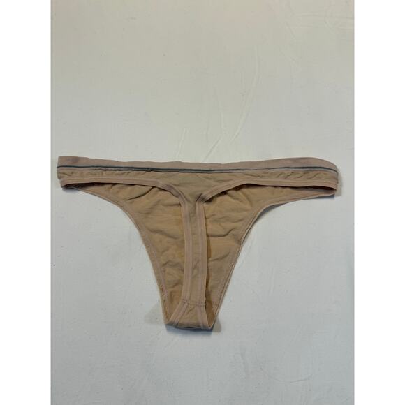 NWOT Vintage Barely There Cotton Blend Thong – Beige – Size 7 - Picture 2 of 3